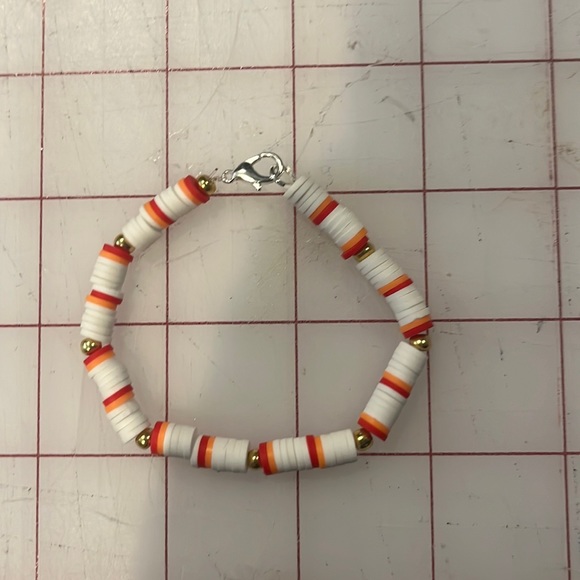 White, orange, and red clay bracelet - Picture 1 of 1